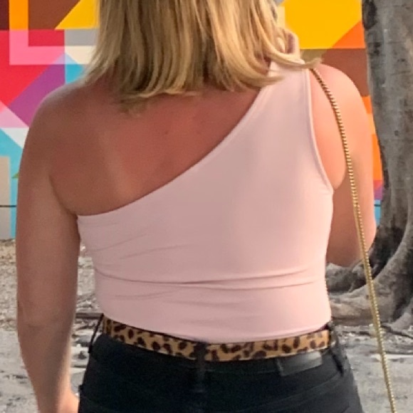 Pink one shoulder free people bodysuit - Picture 4 of 4